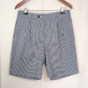Paul & Shark Yachting Navy White Gingham Pleat- Front Shorts Size 32